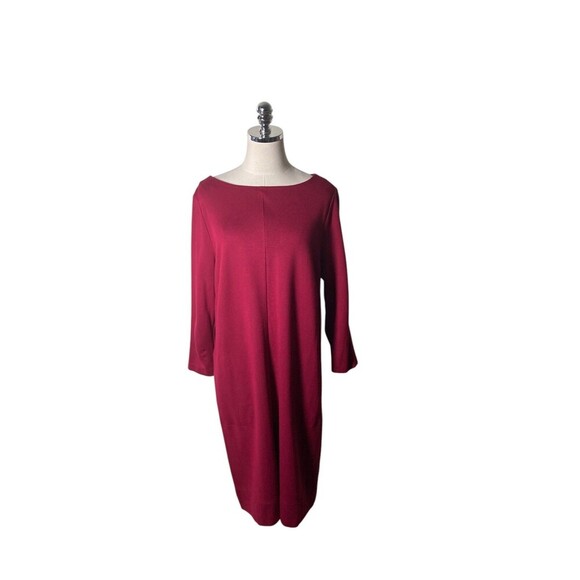 J Jill Maxi Dress Women's Size Large Pink Long Sleeve Round Neck Ponte - Picture 1 of 5
